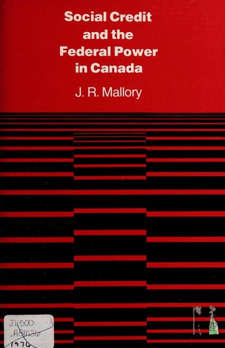 Cover for Social credit and the federal power in Canada