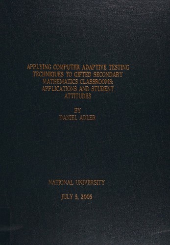 Cover for Applying computer adaptive testing techniques to gifted secondary mathematics classrooms