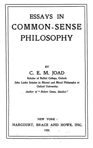 Cover for Essays in common-sense philosophy