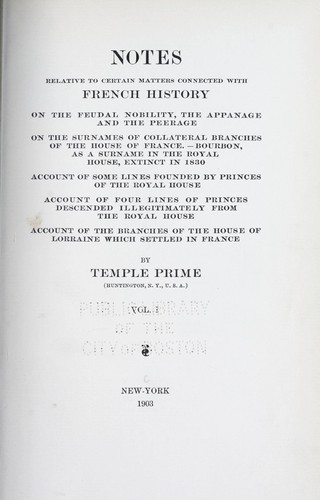 Cover for Notes relative to certain matters connected with French history