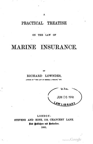 Cover for A practical treatise on the law of marine insurance.