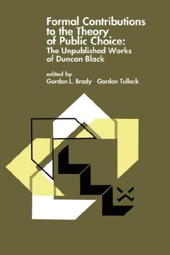 Cover for Formal contributions to the theory of public choice