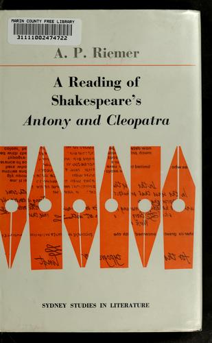 Cover for A reading of Shakespeare's Antony and Cleopatra