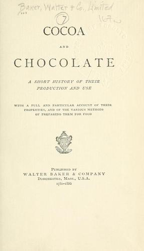 Cover for Cocoa and chocolate