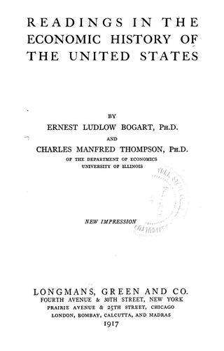Cover for Readings in the economic history of the United States