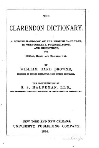 Cover for The Clarendon dictionary.