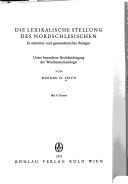 Cover for Die lexikalische Stellung des Nordschlesischen in ost-, mittel- und gesamtdeutschen Bezügen