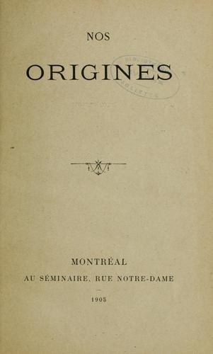 Cover for Nos origines.