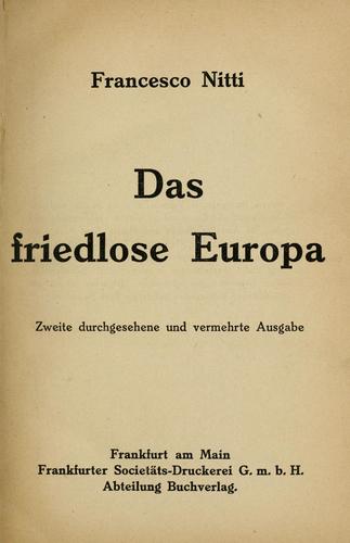 Cover for friedlose Europa.