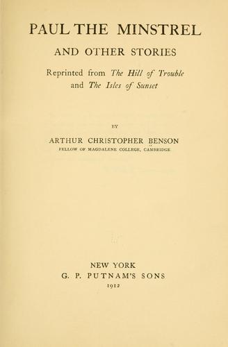 Cover for Paul the minstrel, and other stories