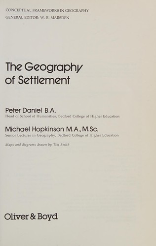 Cover for The geography of settlement