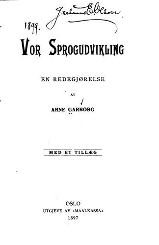 Cover for Vor sprogudvikling: en redegjørelse