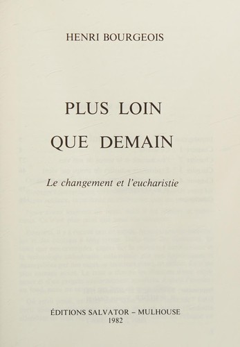 Cover for Plus loin que demain