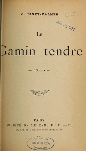 Cover for Le gamin tendre