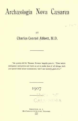 Cover for Archaeologia nova caesarea