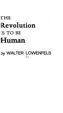 Cover for The revolution is to be human.