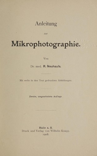 Cover for Anleitung zur Mikrophotographie
