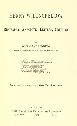 Cover for Henry W. Longfellow