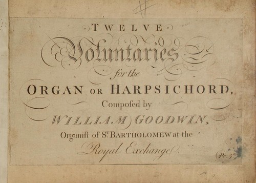 Cover for Twelve voluntaries for the organ or harpsichord