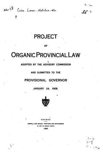 Cover for Project of organic provincial law