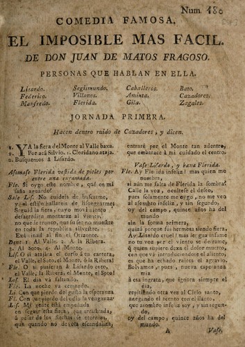 Cover for Comedia famosa, El imposible mas facil