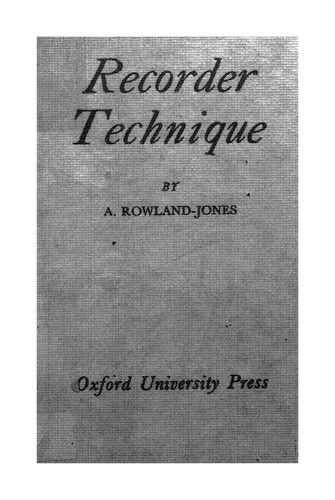 Cover for Recorder Technique