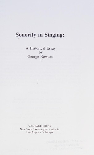 Cover for Sonority in singing