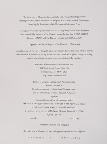 Cover for Picturing the cosmos