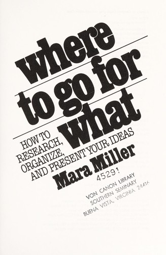 Cover for Where to go for what