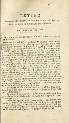 Cover for Letter to ministers and elders, on the sin of holding slaves