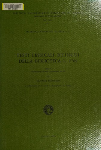 Cover for Testi lessicali bilingui della biblioteca L. 2769