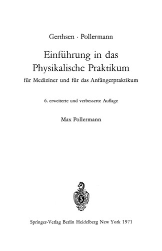 Cover for Einführung in das Physikalische Praktikum