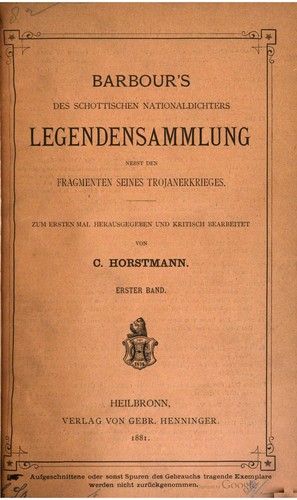 Cover for Barbour's des schottischen Nationaldichters Legendensammlung
