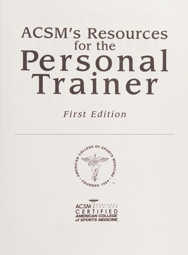 Cover for ACSM's Resources for the Personal Trainer