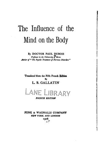 Cover for The Influence of the mind on the body