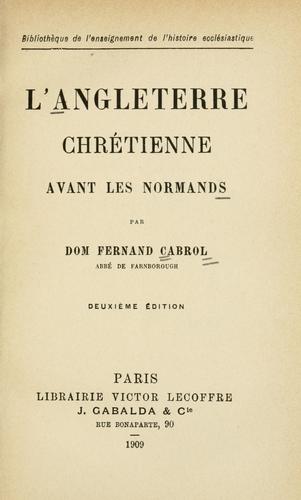 Cover for L' Angleterre chretienne avant les Normands