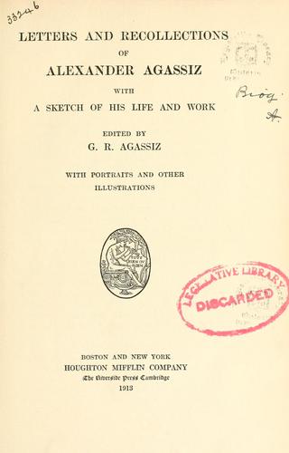 Cover for Letters and recollections of Alexander Agassiz
