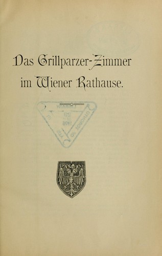 Cover for Das Grillparzer-Zimmer im Wiener Rathause