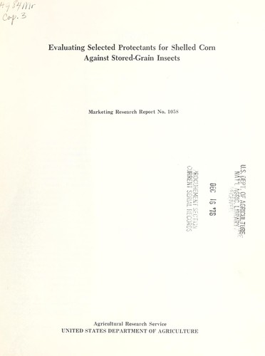 Cover for Evaluating selected protectants for shelled corn against stored-grain insects