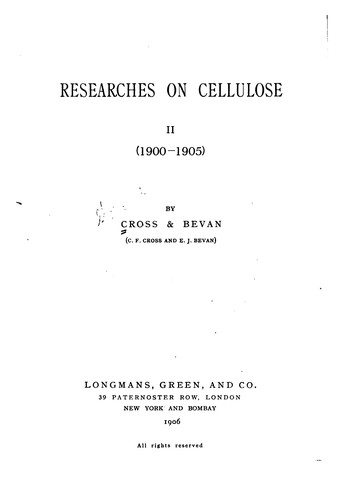 Cover for Researches on cellulose II (1900-1905)