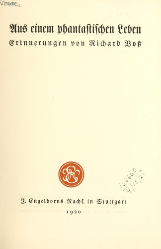 Cover for Aus einem phantastischen Leben, Erinnerungen.