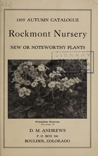Cover for 1935 Autumn catalogue