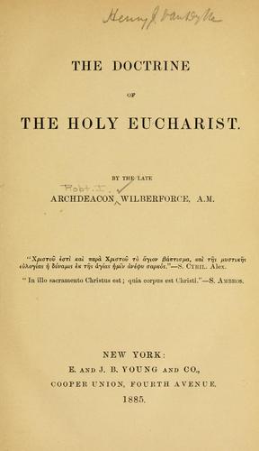 Cover for doctrine of the Holy Eucharist.