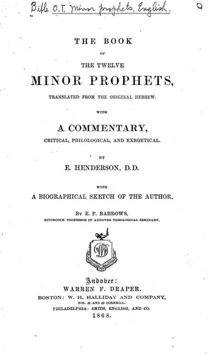 Cover for The book of the twelve minor prophets