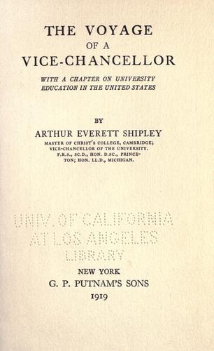 Cover for The voyage of a vice-chancellor