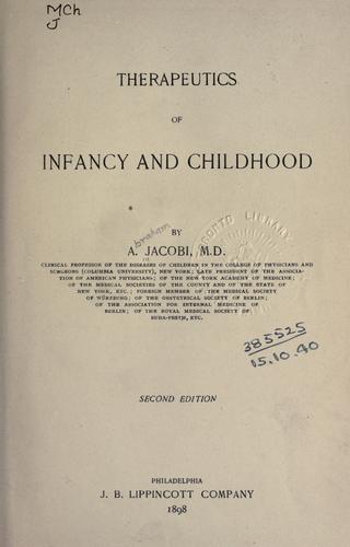 Cover for Therapeutics of infancy and childhood.