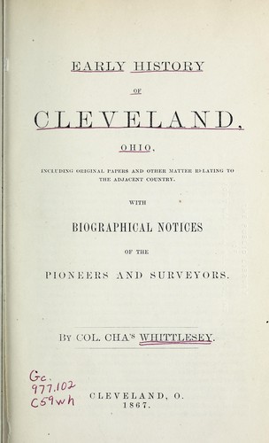 Cover for Early history of Cleveland, Ohio