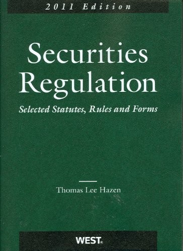 Cover for Securities Regulation, Selected Statutes, Rules and Forms, 2011