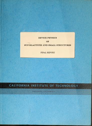 Cover for Device Physics of Superlattices and Small Structures