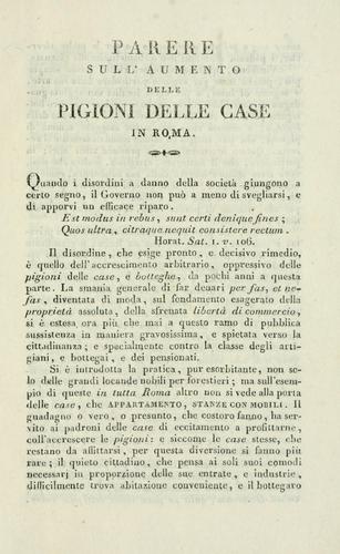 Cover for Parere sull' aumento delle pigioni delle case in Roma